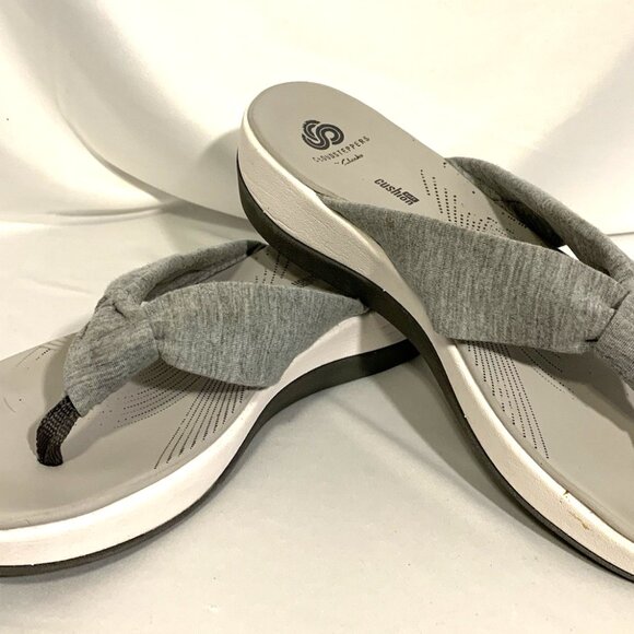 Clarks Cloudsteppers Arla Gilson Thong Flip Flop Gray Women's Size 8M - Picture 2 of 4